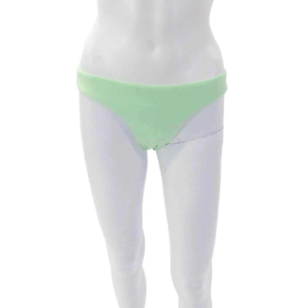 PilyQ Women Stretch Ruched Pull On Swimwear Bikini Bottoms Green Size L